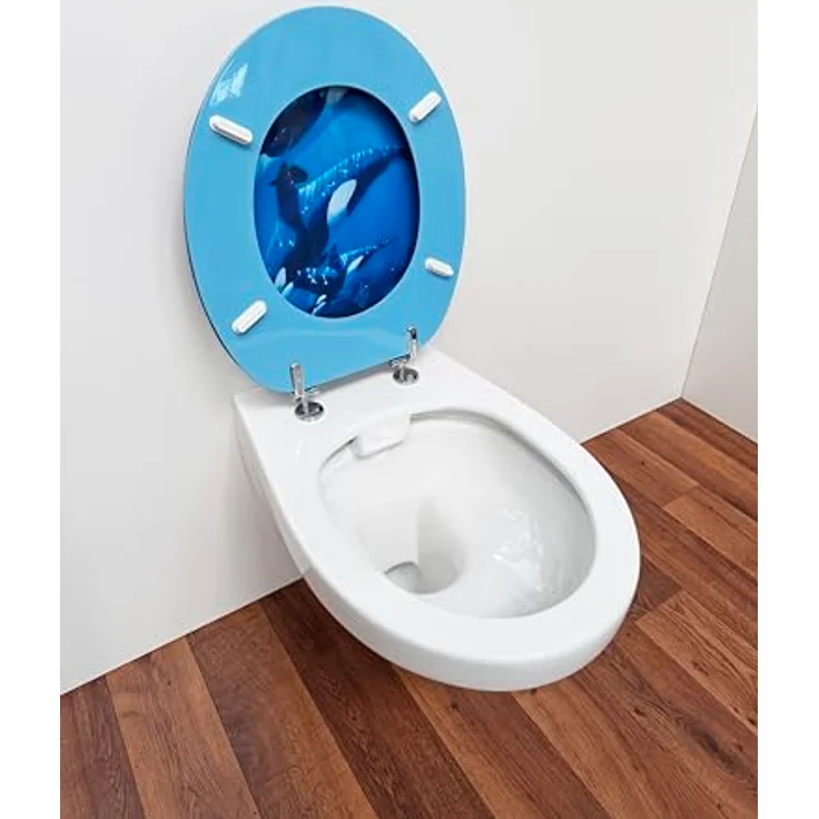 ADOB WC Sitz Klobrille Toilettendeckel Wale, stabiler Holzkern, verstellbare Metallscharniere, universalpassend, 87337 – Bild 4