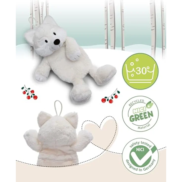 Nici Wärmflasche Winter, Polarfuchs Vanja, 350ml, 2in1 - Weiches Kuscheltier & Wärmflasche in einem, Weiß – Bild 3