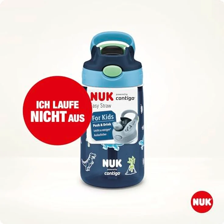 NUK By Contigo Easy Straw Cup, Auslaufsichere Trinkflasche mit Trinkhalm für Kinder ab 4 Jahren, BPA-frei, spülmaschinenfest, 420 ml, Dinosaurierdesign – Bild 2