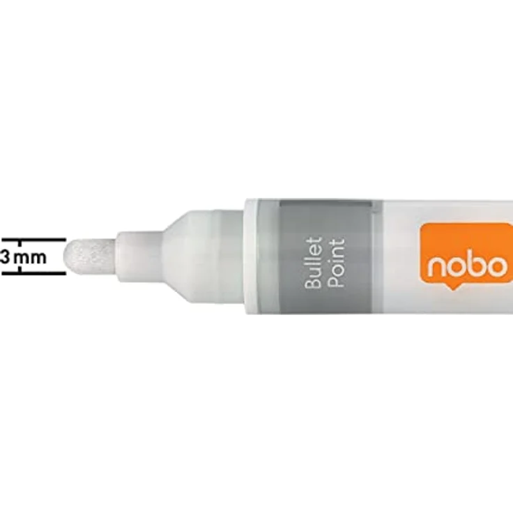 NOBO Glastafel Marker, Rundspitze, trocken abwischbar, Strichstärke 3 mm, weiß, VE=4 Stück – Bild 2