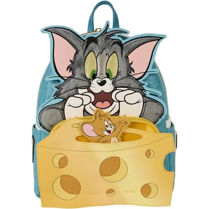 Loungefly Warner Bros Tom and Jerry Mini Backpack, Kunstleder, mit Applikationen und verstellbaren Schultergurten, 22,8 x 26,6 x 11,4 cm – Bild 2