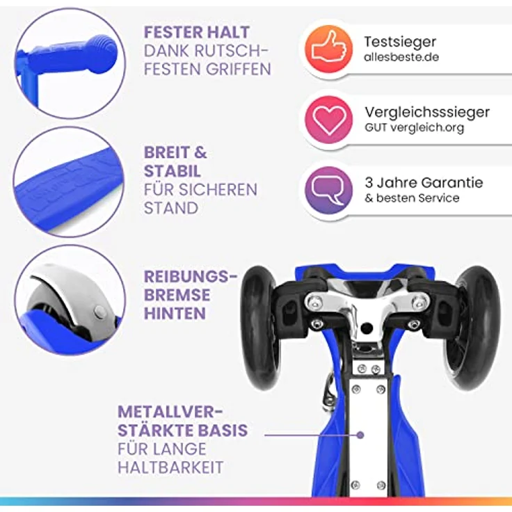Fun Pro ONE Deluxe Kinderroller, Scooter mit LED-Räder, klappbar, für Kinder von 3-6 Jahren – Bild 2