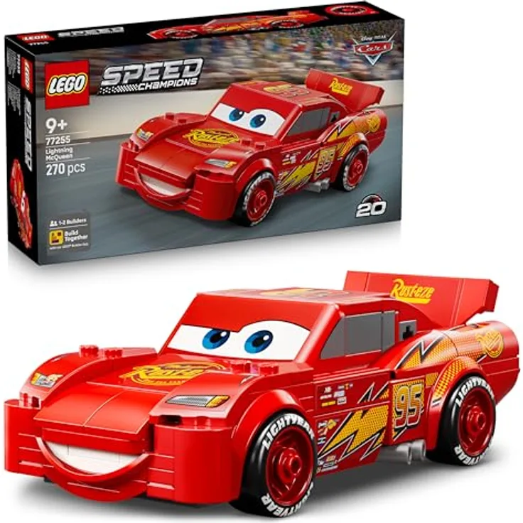 LEGO Speed Champions Lightning McQueen, Spielzeug-Auto mit sichtbarem Fahrwerk und Filmdetails, für Kinder ab 9 Jahren, 77255