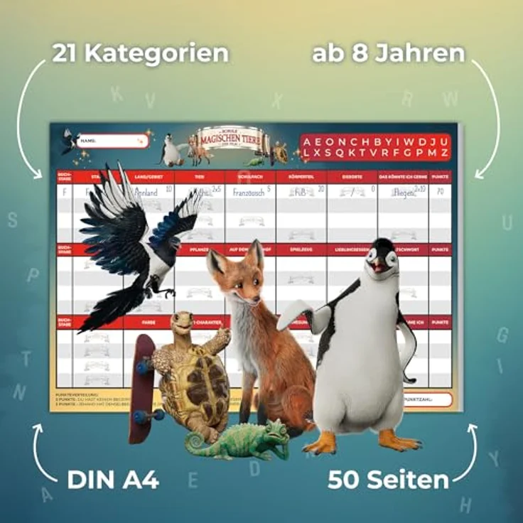 Kosmos 684372 Stadt Land Die Schule der magischen Tiere, Spielblock zum Film, Stadt Land Fluss - Kartenspiel für Mädchen und Jungen ab 8 Jahren – Bild 4