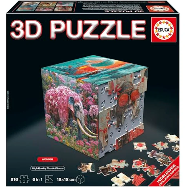 Educa 3D-Puzzle-Wunder, Würfelform Puzzle mit 216 Teilen, 6 Puzzles à 36 Teile, ab 8 Jahren (20334) – Bild 1