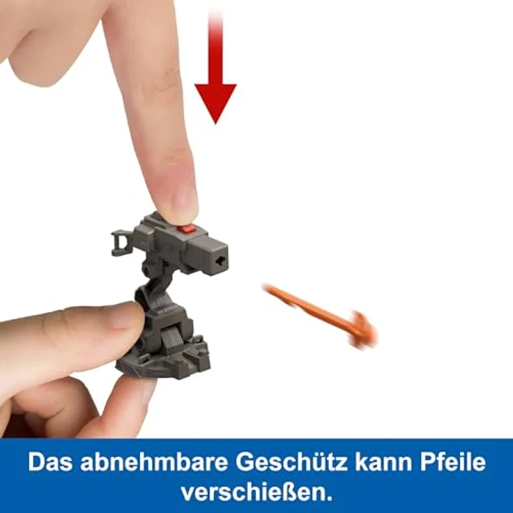 MATTEL JURASSIC WORLD Launch 'N Battle-Fahrzeug mit Velociraptor- und Martin Krebs-Figuren, 27 cm, inklusive DNA-Proben-Pfeil und Netzprojektil – Bild 3