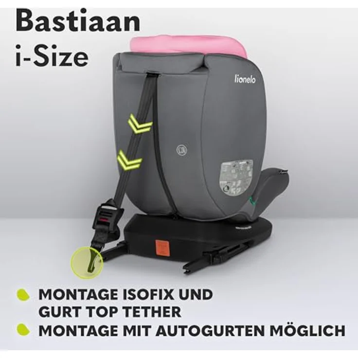 lionelo Autokindersitz BASTIAAN I-SIZE, i-Size / 0-36 kg / Isofix + Top Tether, ab Geburt bis 12 Jahre, 360° EasyTurn, SideProtect, Memory Foam, (Set) – Bild 3