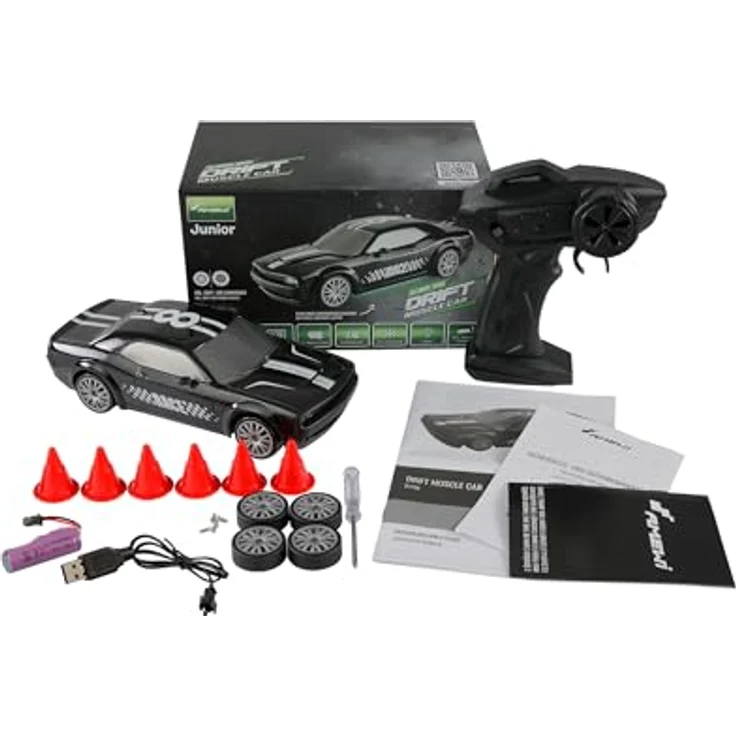 Amewi Drift Muscle Car 4WD 1:20 RTR schwarz RC ferngesteuert Auto mit Unterbodenbeleuchtung – Bild 1
