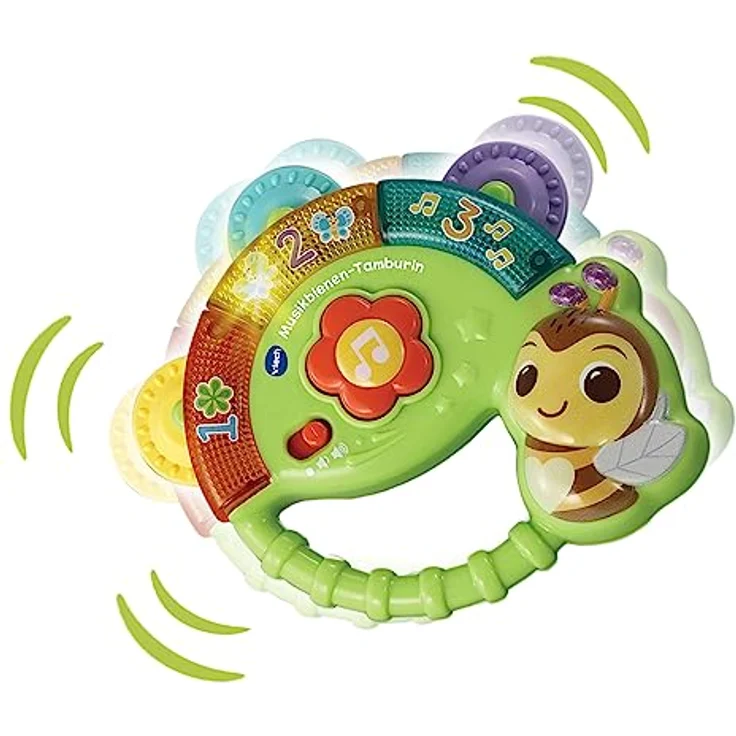 VTech Baby Musikbienen-Tamburin – Musik-Spielzeug mit Zahleninhalten, lustigen Geräuschen, Sätzen und Liedern – Für Kinder von 3-36 Monaten – Bild 2