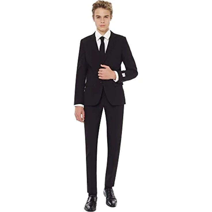 OppoSuits Schwarzer Konfirmationsanzug für Jungen, Slim Fit mit Zweiknopfjacke, Größe 158, 164 – Bild 1