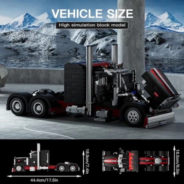 Mould King 10037 Technik Amerikanischer LKW, Klemmbausteine Set mit 1797 Teilen, detailgetreues Design und hochwertige ABS-Materialien, für Erwachsene ab 14 Jahren – Bild 2