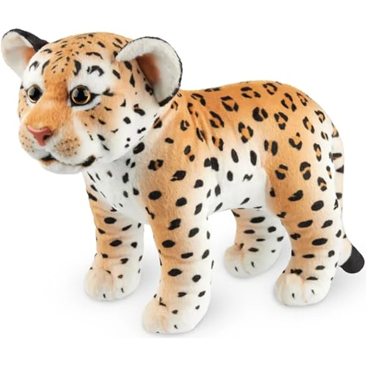 BRUBAKER Leopard Kuscheltier - 30 cm Stofftier - Baby Plüschtier Raubkatze Stehend - Kinder Plüsch Spielzeug - Braun – Bild 1