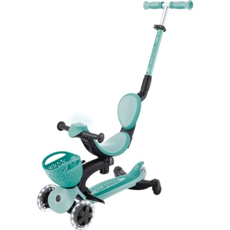 Globber GO-UP BABY 360 LIGHTS petrol-hellblau Scooter mit Leuchtrollen und Leuchtmodul – Bild 2