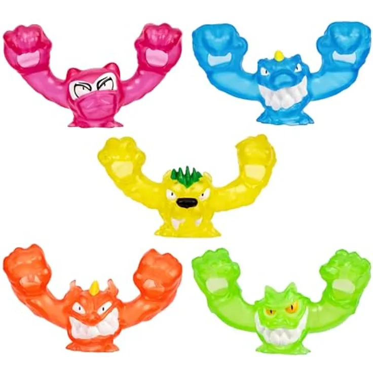 Heroes of Goo Jit Zu Meteor Madness GOO-Slingers, 5er-Packung mit extrem dehnbaren Figuren, bis zu 60 cm, Hyper Blast & Cosmic Metallic