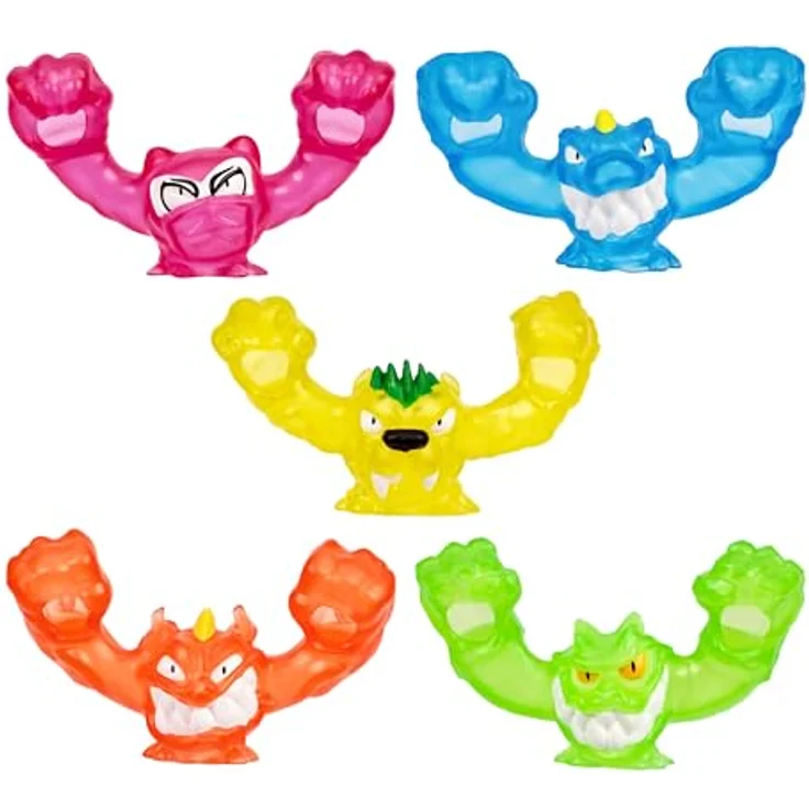 Heroes of Goo Jit Zu Meteor Madness GOO-Slingers, 5er-Packung mit extrem dehnbaren Figuren, bis zu 60 cm, Hyper Blast & Cosmic Metallic – Bild 1