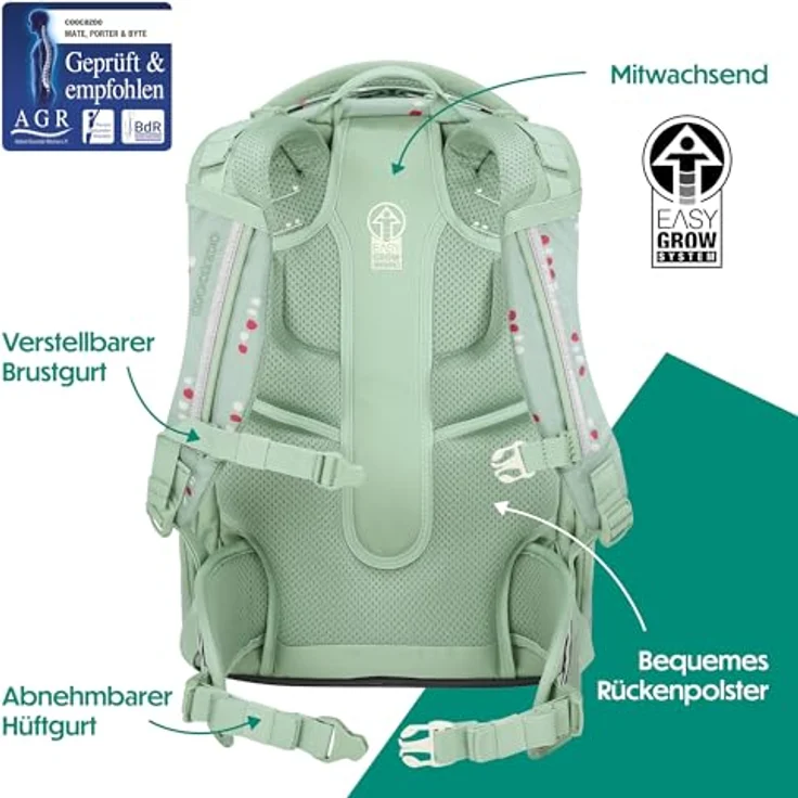 coocazoo Schulranzen MATE Dancing Dots, ergonomisch, Easy-Grow-System, für Körpergrößen 135-180 cm, 30 Liter – Bild 4