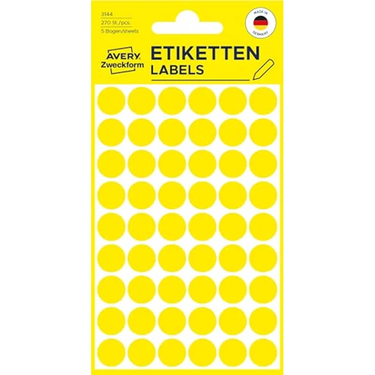 AVERY Zweckform Klebepunkte 3144, gelb, Ø 12,0 mm, 270 Stück, beschriftbar – Bild 8