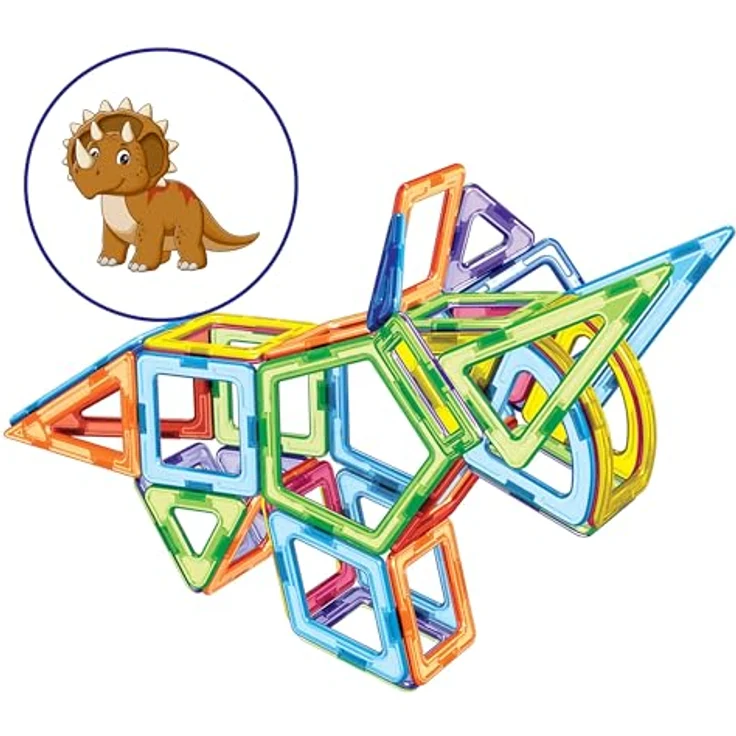 MK MAGNIKON Magnetische Bausteine Der Dinosaurier - Magnetbau-Set 65-teilig, Montessori Spielzeug ab 3 Jahre, fördernd für Kreativität und Motorik – Bild 2