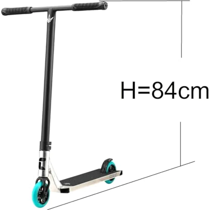 F26 Blunt Colt S6 Complete Stunt-Scooter H=84cm Park/Street I Kinder I Jugendlich I Erwachsene I Trick I Tret I Roller I Leicht (110mm Chrom/Türkis) – Bild 3