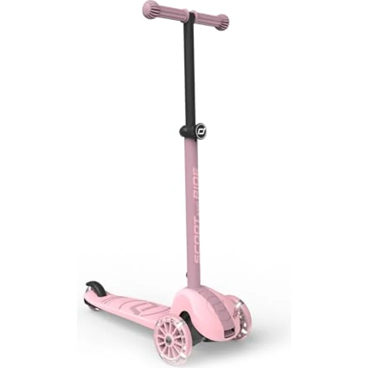 Scoot & Ride Highwaykick 3S Kinderroller, höhenverstellbar, 2-fach Lenkung, LED-Räder, zusammenklappbar, für Kinder 96-130 cm, Rose – Bild 3