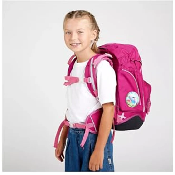 ergobag Schulranzen pack Set, 6-tlg., ergonomisch verstellbar, farbenfrohe Designs mit individuellen Kletties – Bild 6