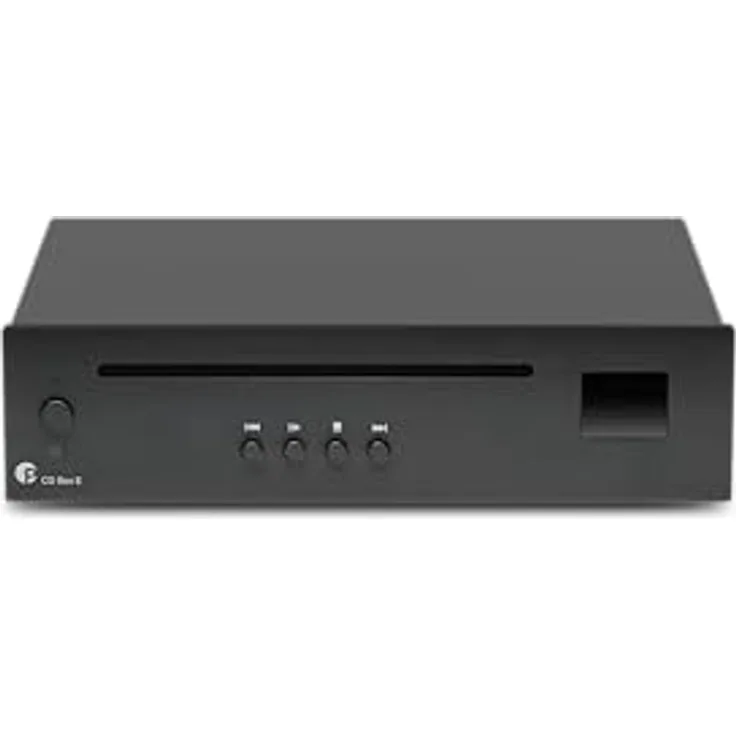 Pro-Ject CD Box E, Ultra kompakter CD-Player mit echtem Red Book CD-DA-Laufwerk, Aluminium-Frontpanel, RCA-Ausgang, Schwarz
