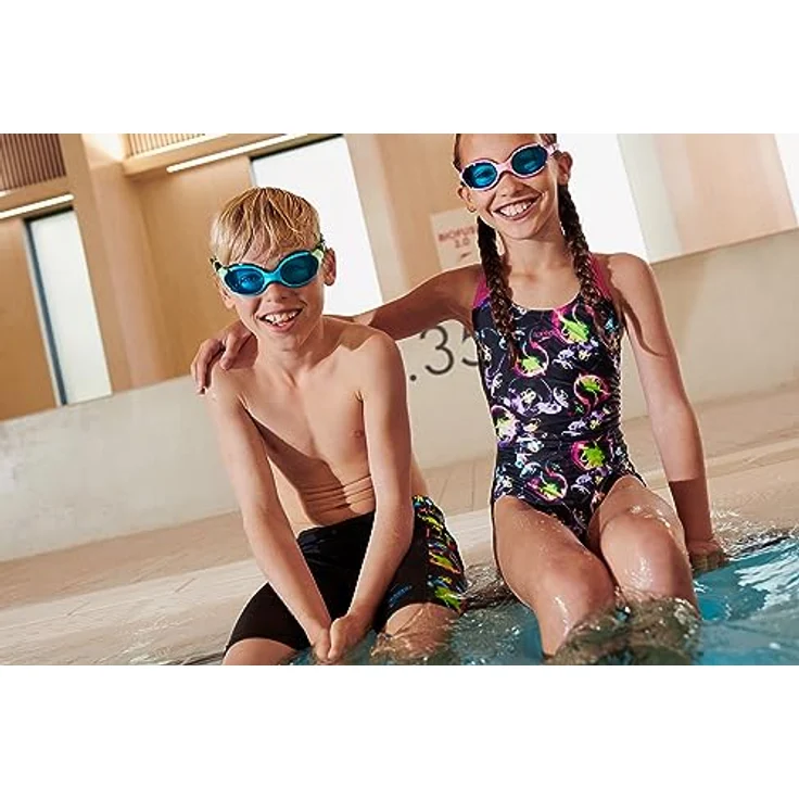 Speedo Unisex Kinder Biofuse 2.0 Schwimmbrille, Flamingorosa/Electric Pink/Blau, One Size – Bild 5