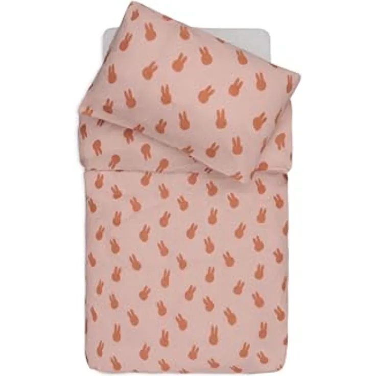 Jollein Kinderbettwäsche - Miffy Shadow, Wild Rose - 100x140cm - 100% Baumwolle - Oeko-TEX Zertifiziert - Babybettwäsche mit Kissenbezug