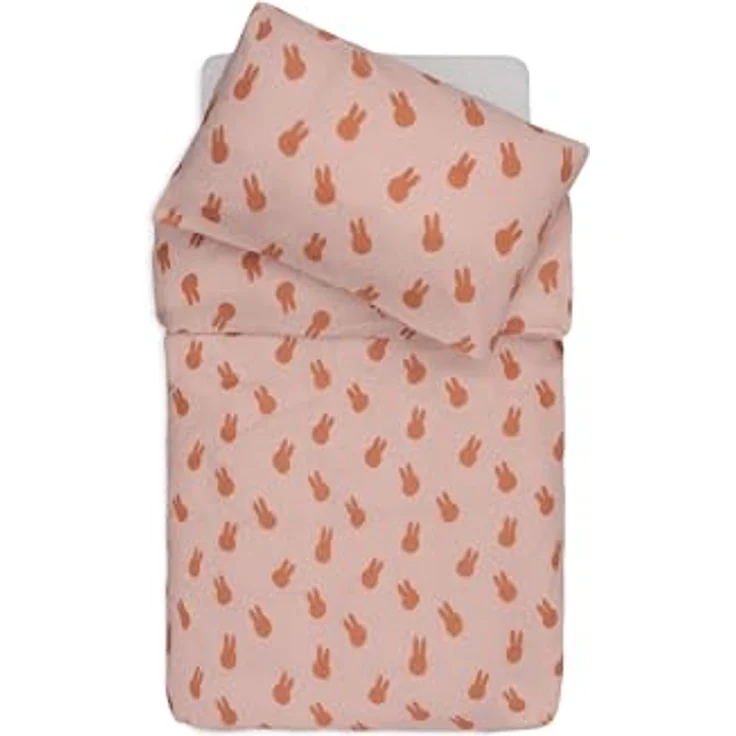 Jollein Kinderbettwäsche - Miffy Shadow, Wild Rose - 100x140cm - 100% Baumwolle - Oeko-TEX Zertifiziert - Babybettwäsche mit Kissenbezug – Bild 1