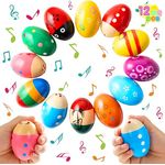 JOYIN 12 Stück Hölzerne Eierschüttler Maracas, 3 Zoll Rhythmusinstrumente für Kinder, Ungiftig und sicher, Ideal für Ostern und Schulprojekte