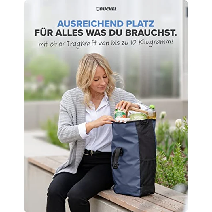 BÜCHEL Fahrradtasche für Gepäckträger I wasserabweisend und bis zu 10kg belastbar I Fahrradtasche Gepäckträger aus Tarpaulin, Gepäckträgertasche, Fahrrad Taschen hinten – Bild 4