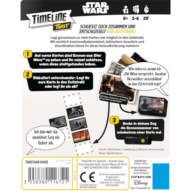 Zygomatic Timeline Twist: Star Wars, Familienspiel für 2-6 Spieler, ab 8 Jahren, 20 Minuten Spielzeit, Deutsch – Bild 4