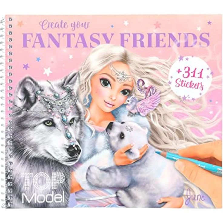 Depesche 12072 TOPModel Iceworld Create your Fantasy Friend - Mal- und Stickerbuch mit 24 Seiten zum Gestalten fantastischer Wesen, Malheft mit Stickerbogen und Spiralbindung – Bild 1
