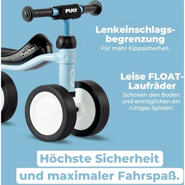 PUKY PUKYLINO Retro Blue, Indoor-Rutschfahrzeug für Kinder ab 1 Jahr, ergonomischer Sitz, Sicherheitslenkergriffe, pulverbeschichtet, leise Float-Laufräder – Bild 5