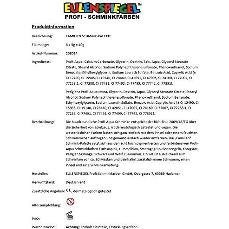 Eulenspiegel 208014 Familien Schmink-Palette – Bild 8