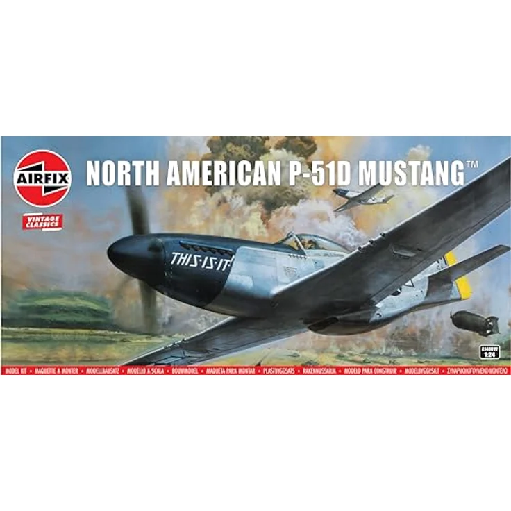 Airfix 1/24 North American P-51D Mustang, Plastikmodellbausatz für Modellflugzeuge
