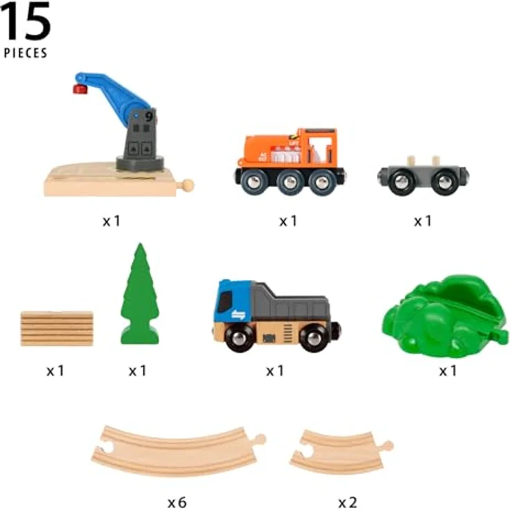 BRIO® Spielzeug-Eisenbahn BRIO® WORLD, Starterset Güterzug mit Kran A, 14-teilig, Made in Europe, FSC®-zertifiziert – Bild 4