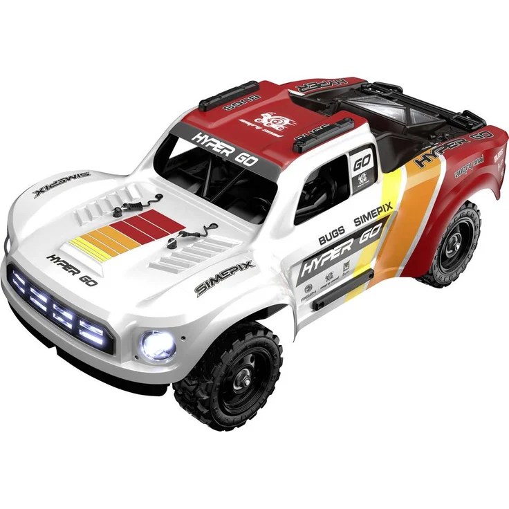 MJX HYPER GO 1:14 Brushless RC Modellauto in Weiß-Rot, Elektro Short Course Truck mit 4WD, 47 km/h, inkl. Akku und Ladegerät