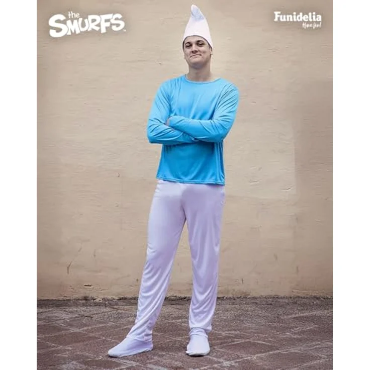 Funidelia Offizielles Schlümpfe Kostüm für Herren, Blau, inklusive Oberteil, Hose mit Stiefelüberzug, Schwanz und Mütze, Größe 3XL für Karneval und Halloween – Bild 3