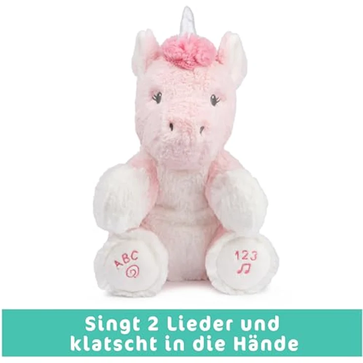 GUND Alora, das Einhorn - ca. 30 cm großes interaktives Plüschtier, singt EIN ABC Lied und EIN 123 Lied, spricht, klatscht in die Hände und das Horn leuchtet, ab 10 Monaten – Bild 4