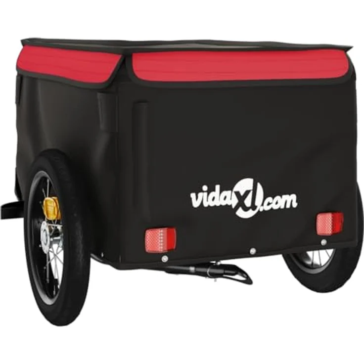 vidaXL Fahrradlastenanhänger Fahrradanhänger 30 kg Eisen in Schwarz und Rot – Bild 8