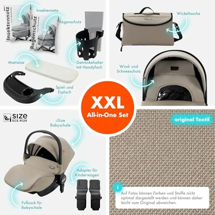 Daliya FLEXI-PRO M 3in1 Kinderwagen & Buggy mit i-Size Babyschale, leicht, große Einkaufskorb, einhändig abnehmbare Babywanne, Memory-Knöpfe – Bild 3