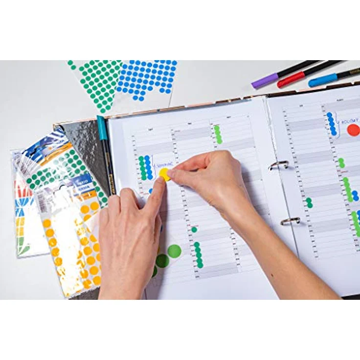 HERMA 2255 Punktaufkleber Klebepunkte perforiert grün, selbstklebend, Ø 19 mm, 1280 Stück, 40 pro Bogen, für Kalender Planer, matt, blanko Papier Farbpunkte Aufkleber – Bild 4
