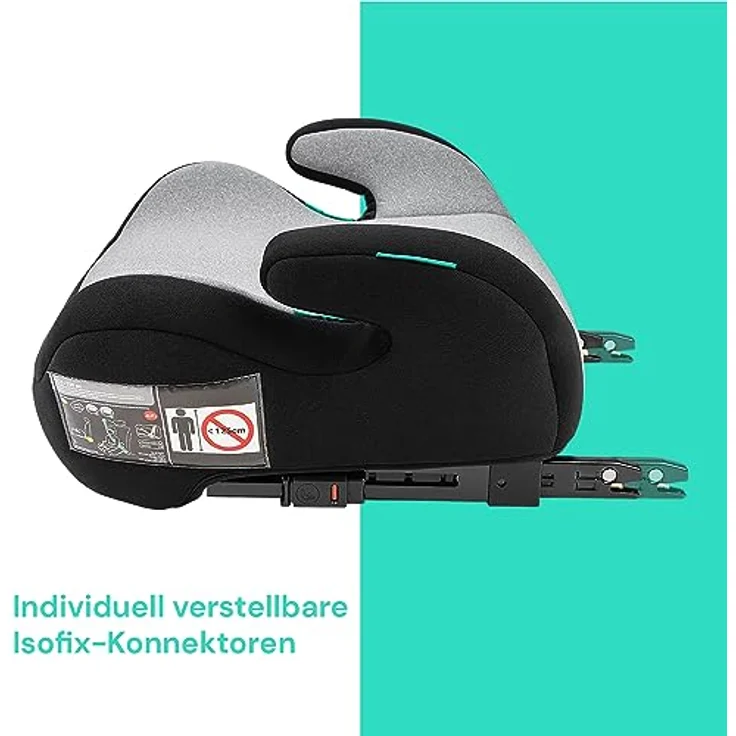 BooBoo Kindersitzerhöhung Safety Milano, Sitzerhöhung Auto Kinder ab 125 cm, ergonomische Sitzfläche, Isofix, grau – Bild 5