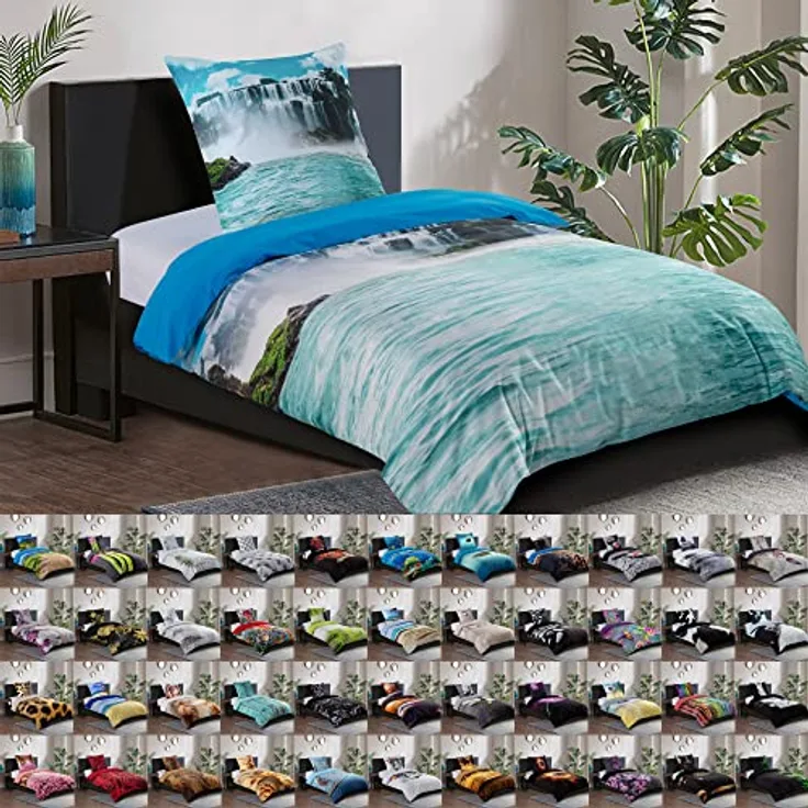 Sanilo® Bettwäsche 135x200 cm, 100% feinste Baumwolle, Wassserfall Design, Oeko-TEX Zertifiziert