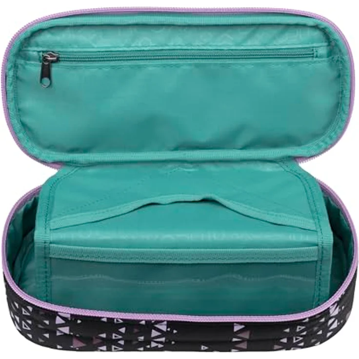neoxx Jump Schlamperbox Purple Crush, aus 100% recycelten PET-Flaschen, Hauptfach mit Reißverschluss, 10 Stifteschlaufen, Sichtfenster, ideal für Schulbedarf und kreative Ordnung – Bild 3