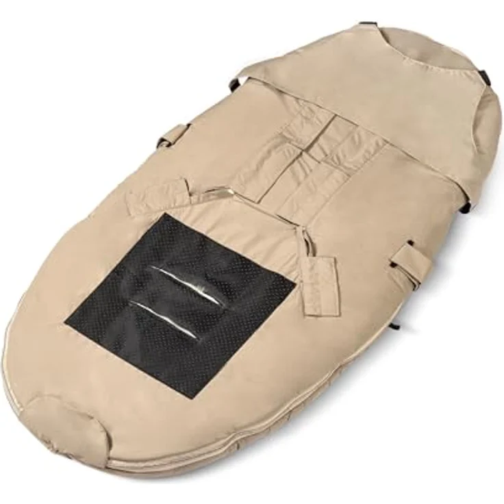 Fellhof® Lammfell Fußsack WINTERBERG, OEKO-TEX® zertifiziert, 50x98 cm, wind- und wasserdicht, grau, mit abzipbarer Kapuze und verstellbaren Gurtschlitzen, waschbar bis 30°C – Bild 2