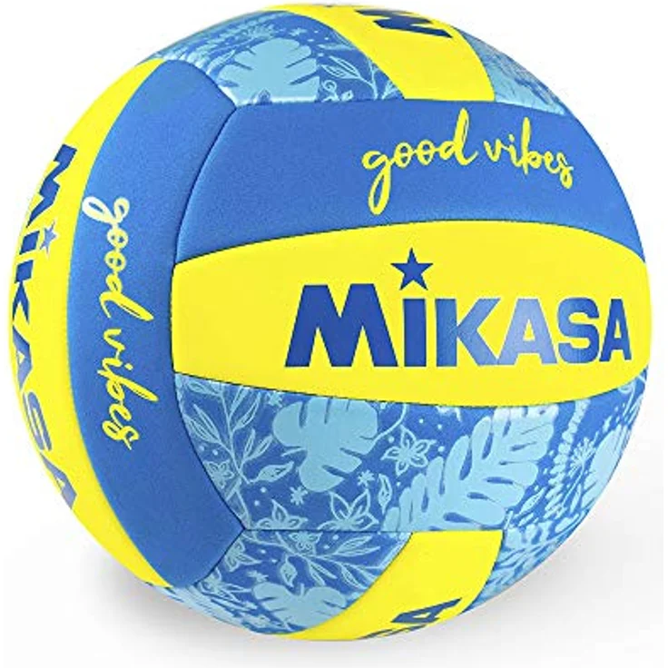 Hammer Beachvolleyball MIKASA Good Vibes BV354TV-GV-YB, FIVB-zertifiziert, PU-Soft Oberflächenmaterial, wetterfest, gelb-blau – Bild 2
