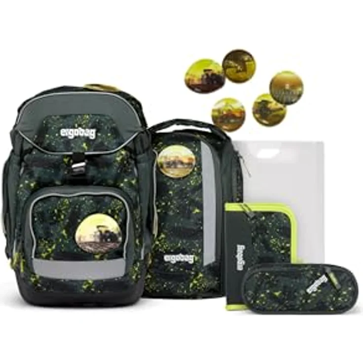 ergobag pack Schulranzen Set, 6-tlg., ergonomisch verstellbar, individuelle Kletties, farbenfrohe Designs – Bild 1