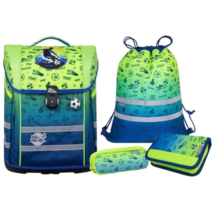 McNeill Schulranzen Perfecto (5-tlg) mit atmungsaktiver Rückenpolsterung, Höhenverstellbaren Gurten, Volumen 22 l, Polyester – Bild 1